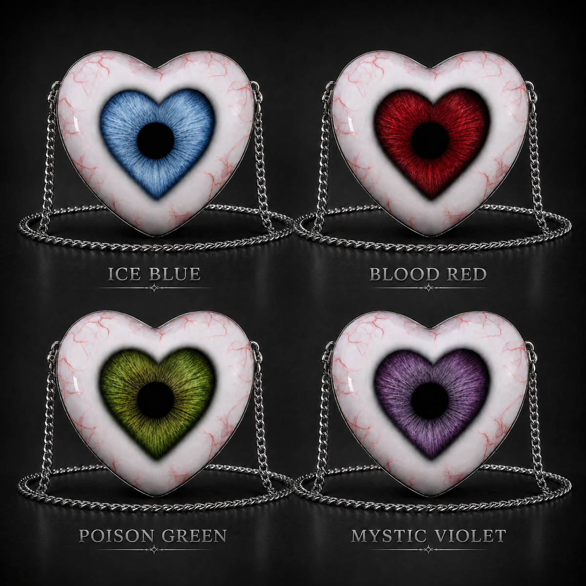 Gothic heart eye crossbody bag with silver chain