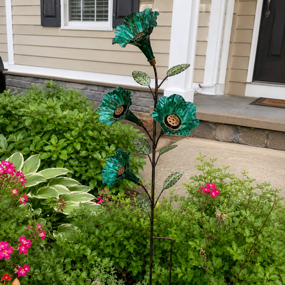 Bring Hummingbirds Closer – 4-Flower Metal Nectar Feeder Garden Stake