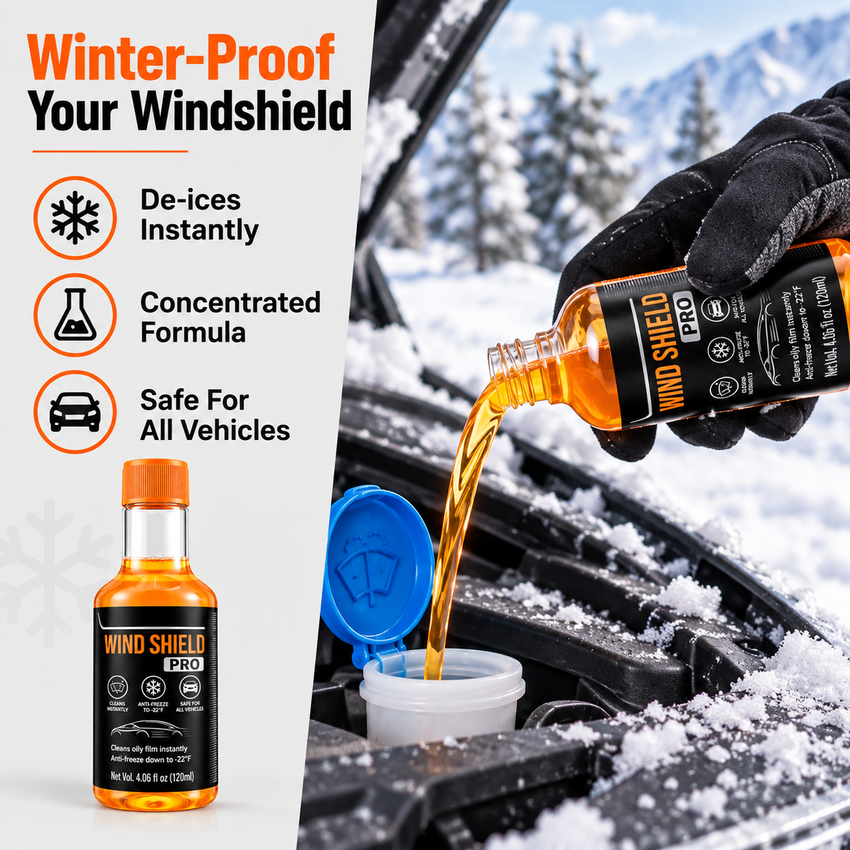 Windshield Pro winter windshield washer support