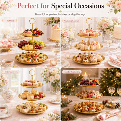 💛 Elegant 3-Tier Gold Dessert Stand – Turn Every Celebration Into Something Special