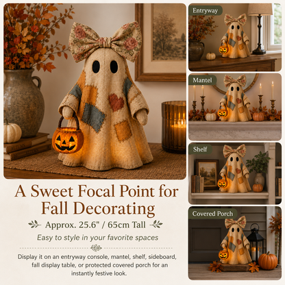 🍂👻Lighted Vintage Patchwork Ghost