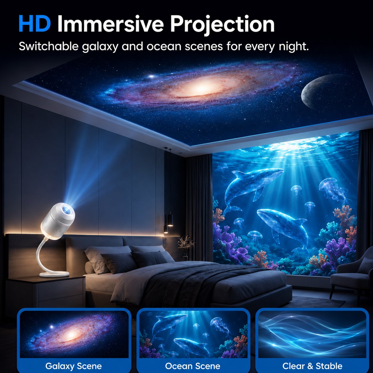 🔥LAST DAY 57% OFF - 🌌🌠HD Smart Holographic Night Light Projector