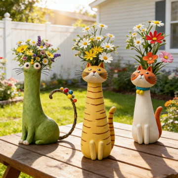 🐱🌷 Playful Cat Vase Collection for Creative Homes