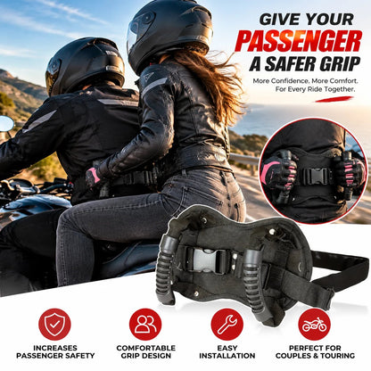 🏍️ Motorcycle Passenger Grab Handle Belt – Rear Seat Safety Grip Strap For Two Riders