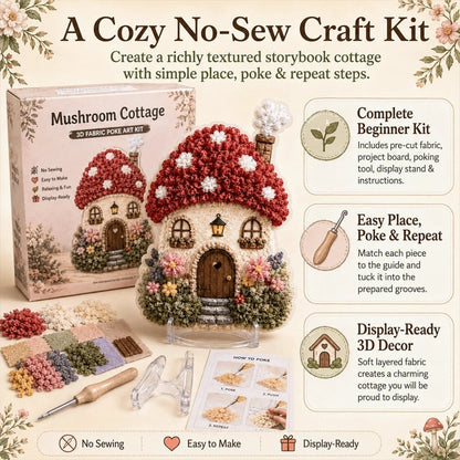 🍄Whimsical Village 3D Fabric Poke Art Kit
