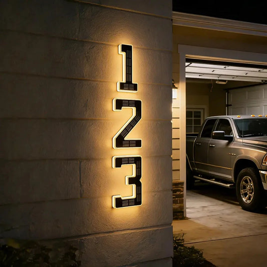 Solar Powered House Address Illuminated Number Signs