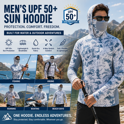 🔥55% OFF Today  Men’s UPF 50+ Hoodie Shirts with Mask