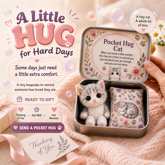 Pocket Hug Plush Keepsake Tin, Mini Portable Comfort Pocket Plush Toy, Sweet Small Surprise Gift for Kids