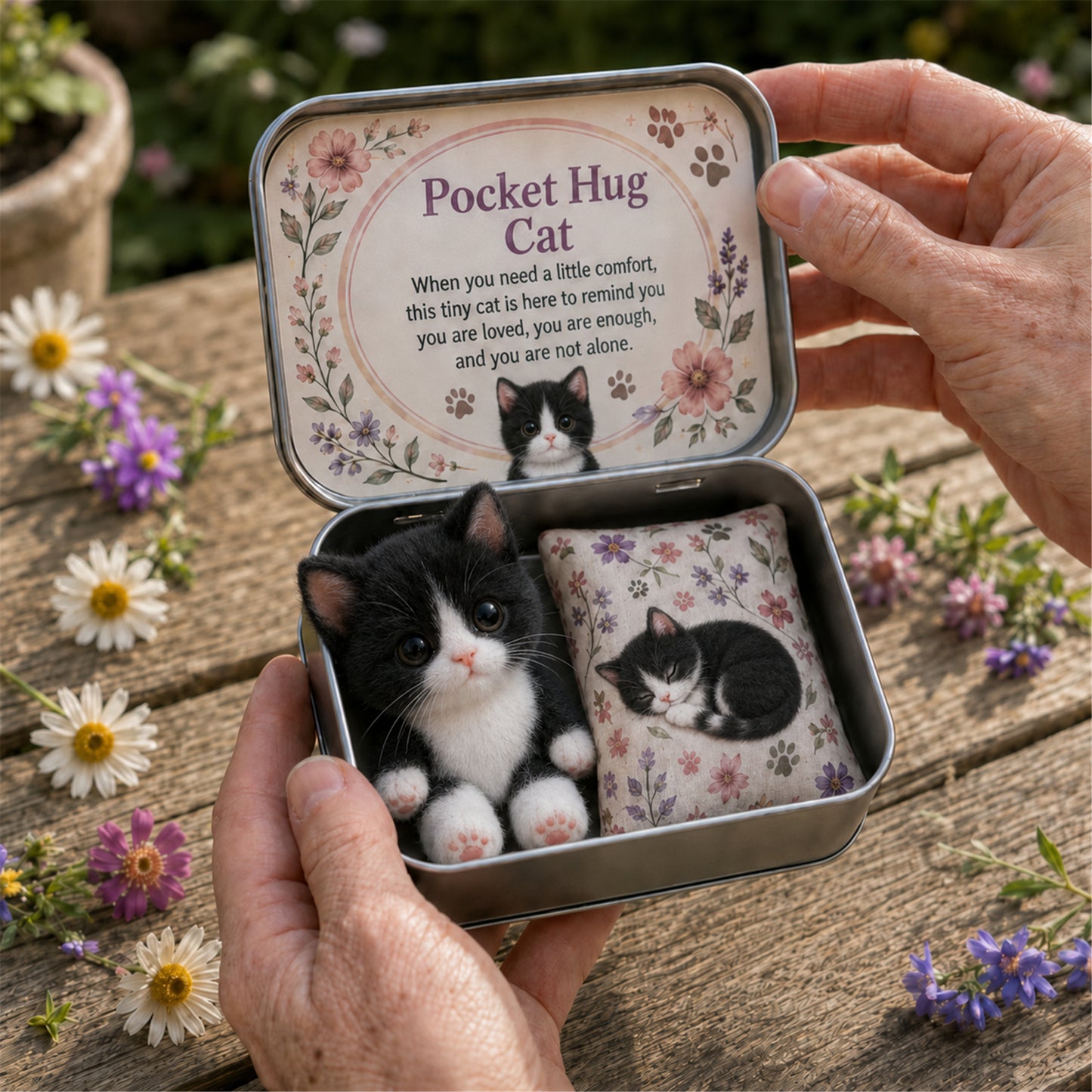 Pocket Hug Plush Keepsake Tin, Mini Portable Comfort Pocket Plush Toy, Sweet Small Surprise Gift for Kids