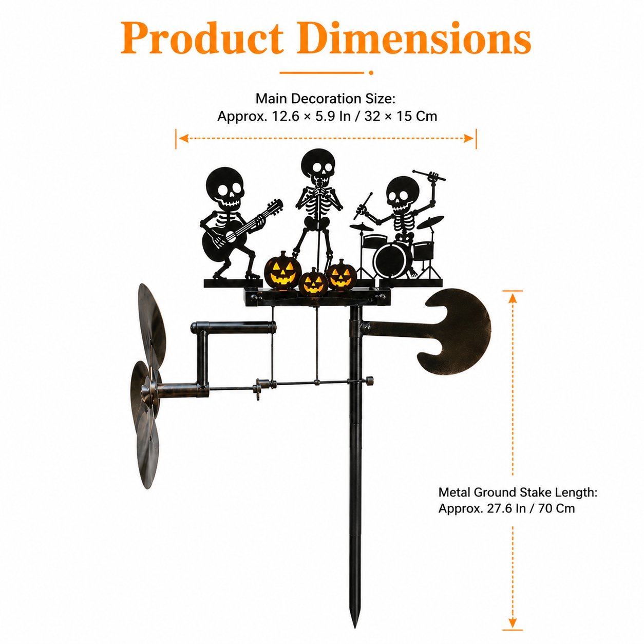 🎸💀Halloween Skeleton Band Kinetic Wind Spinner