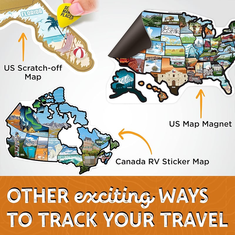🚐🗺️ 50-State Adventure Tracker – Scenic Travel Sticker Map for RVs & Road Trips