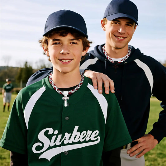 ⚾ Baseball Cross Necklace for Boys – Phil 4:13 "I Can Do All Things" Braided Tornado Rope