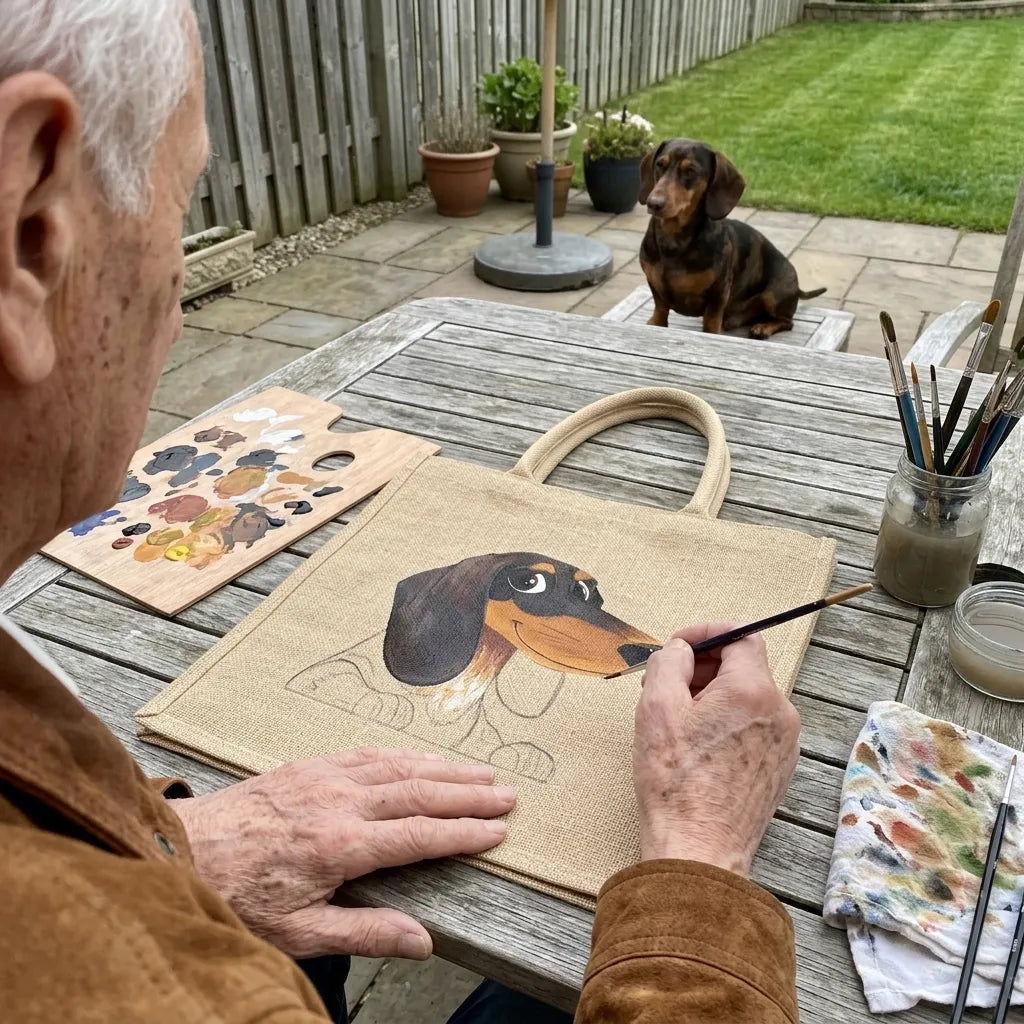 🐶 Peeking Dog Jute Tote Bag | Cute Reusable Shopping Bag for Dog Lovers & Dog Moms 🐾