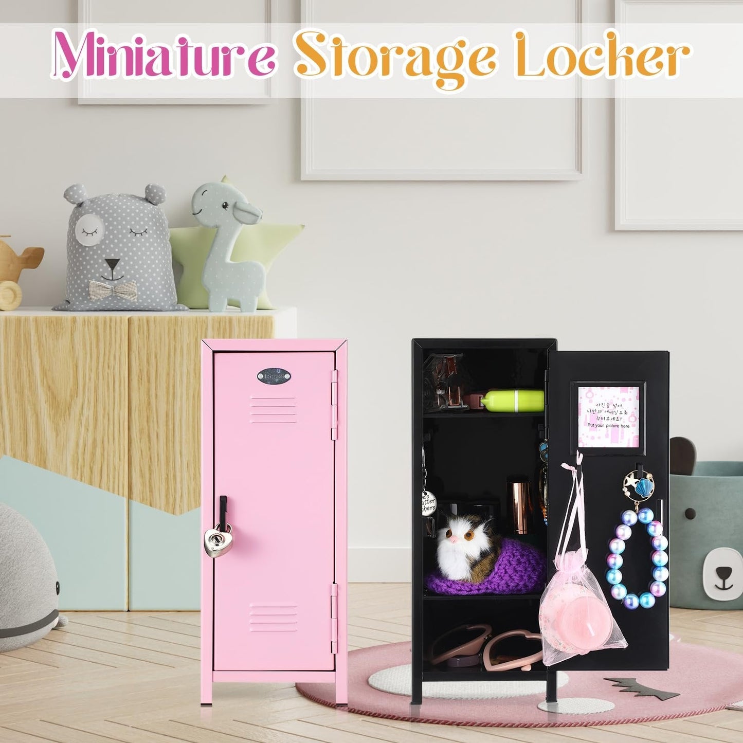 Mini Metal Locker Storage,Small Money Security and Cash Safe Box for Jewelry