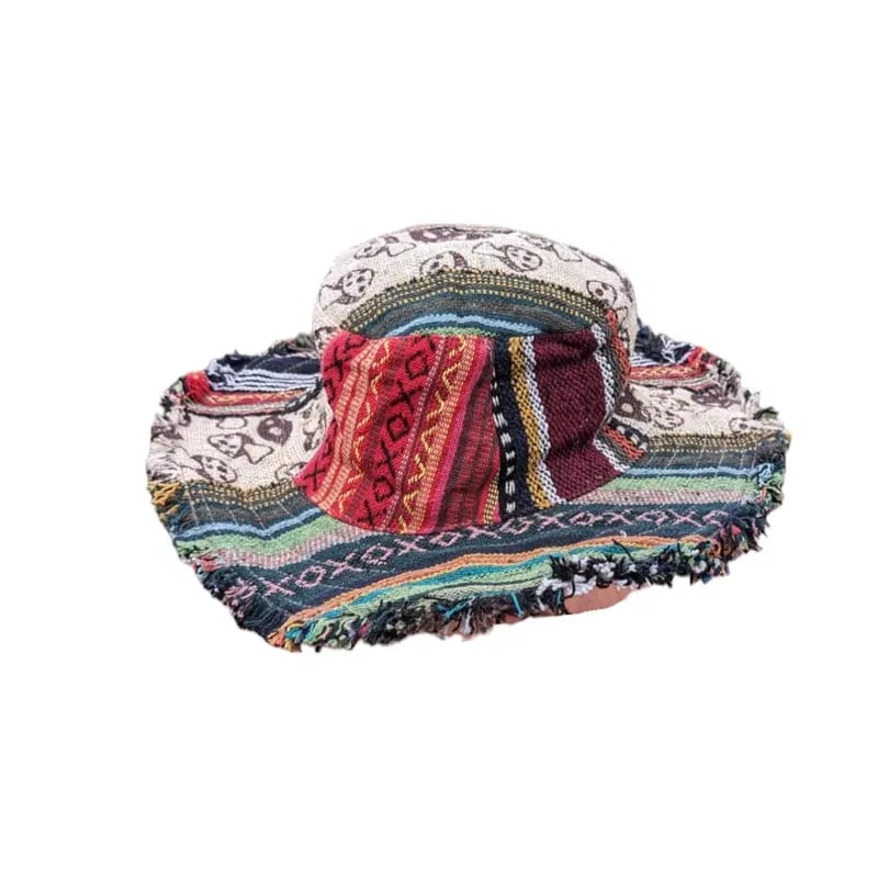 Hippie Haberdashery-🍄Patchwork Multicolored Mushroom Hemp Hat with Hidden Pocket Fedorahats🎩