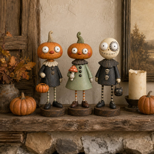 Primitive Pumpkin Friends – Vintage Halloween Collectible Figurines