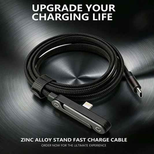 ⚡ 240W Fast Charging Cable with Foldable Phone Stand