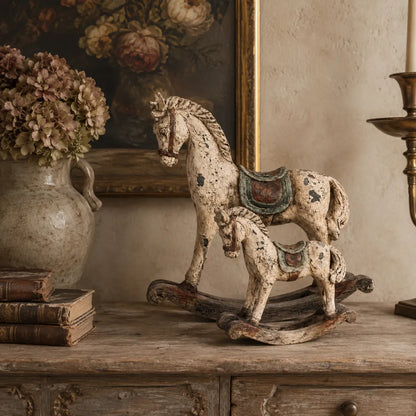 Vintage Distressed Rocking Horse Pair