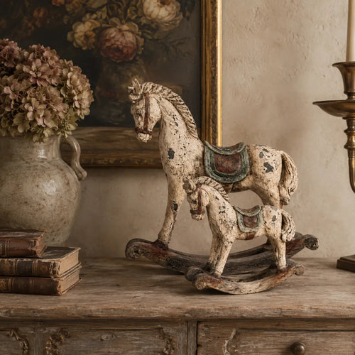 Vintage Distressed Rocking Horse Pair