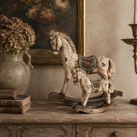 Vintage Distressed Rocking Horse Pair