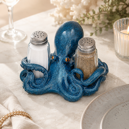 Coastal Animal Salt & Pepper Shaker Holder Set – Includes 2 Glass Shakers