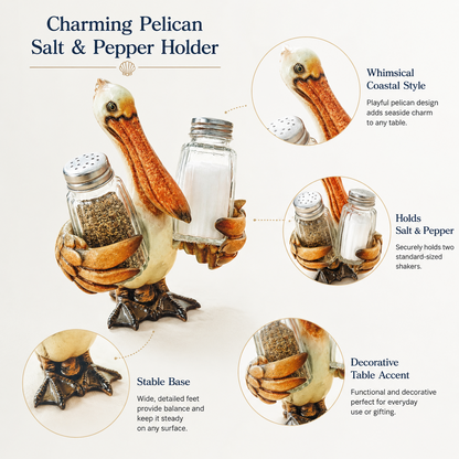 Coastal Animal Salt & Pepper Shaker Holder Set – Includes 2 Glass Shakers