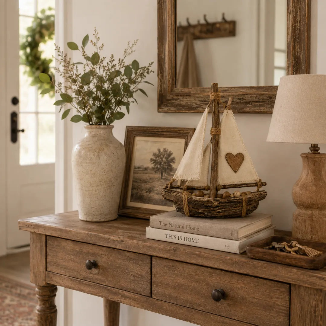 Rustic Lighted Sailboat Decor – Warm Coastal Glow