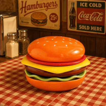 Burger Stack Ceramic Snack & Sauce Dish Set