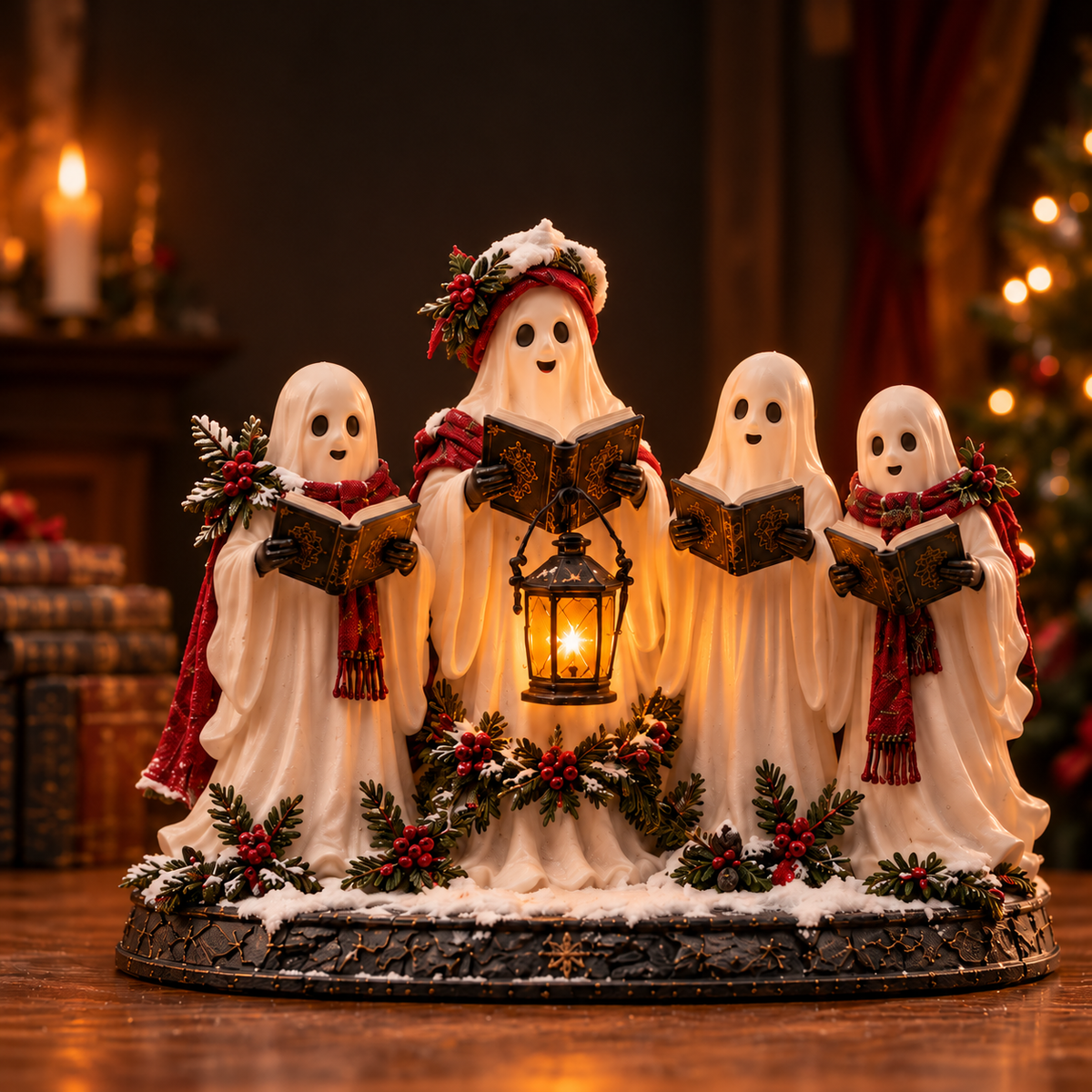 🎄💀 Midnight Carol Gothic Christmas Figurines – 5 Lighted Spooky Holiday Display Styles 👻🕯️