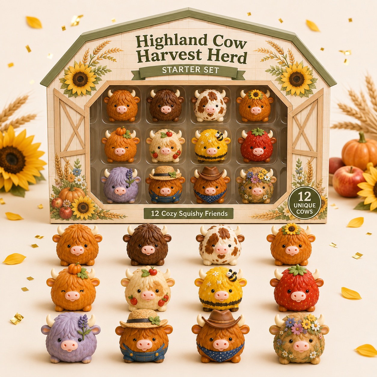 Highland Cow Harvest Herd 12-piece Starter Set