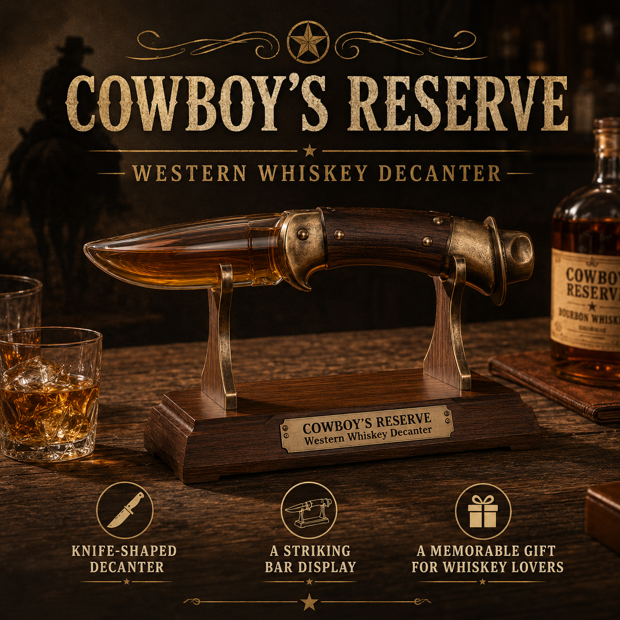 Cowboy’s Reserve Western Blade Whiskey Decanter