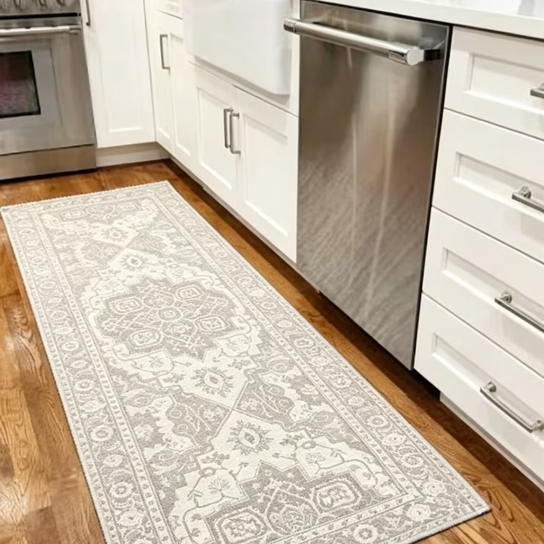 Vintage Kitchen Runner Rug - Non-Slip & Machine Washable