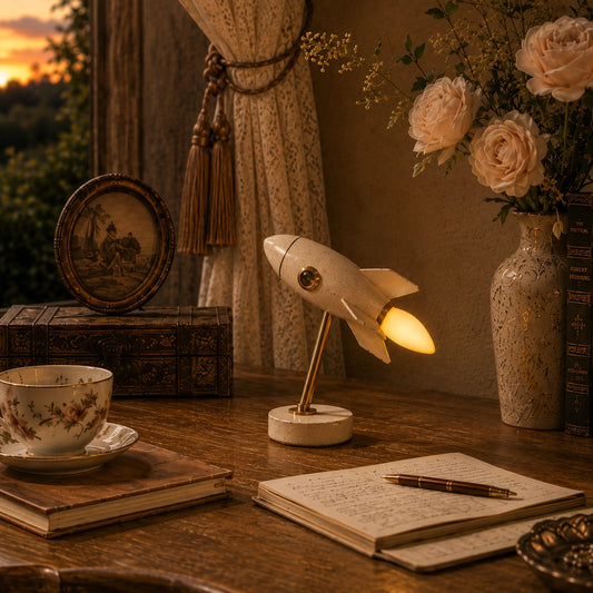 Vintage Rocket Decor – Classic & Rechargeable Glow