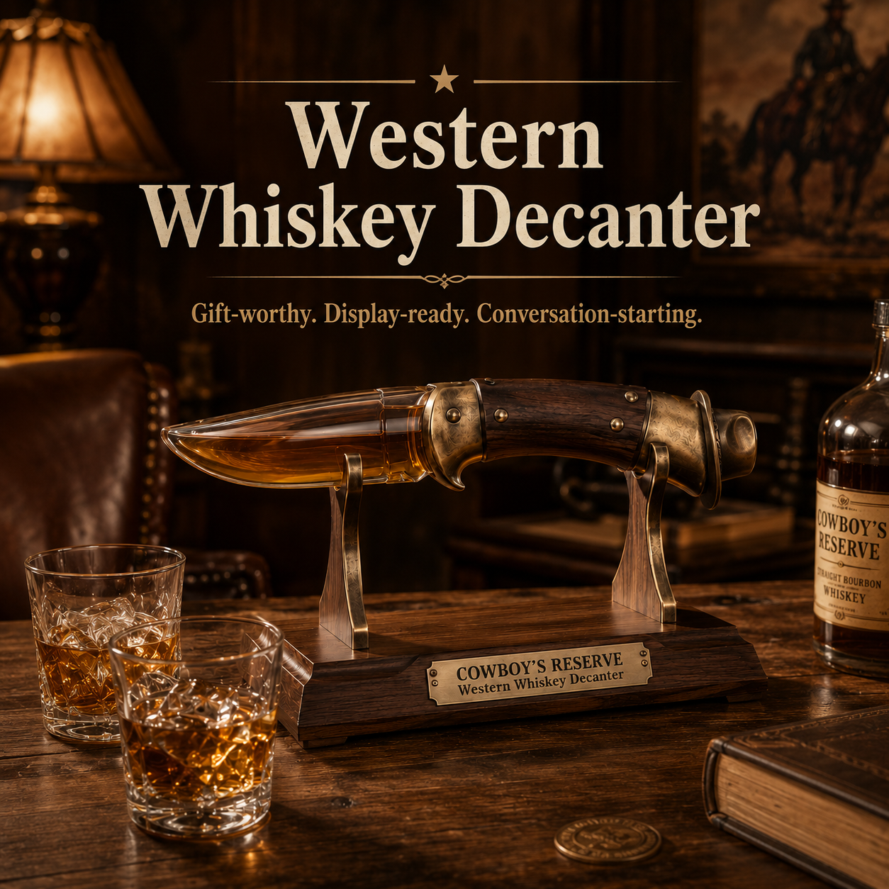 Cowboy’s Reserve Western Blade Whiskey Decanter