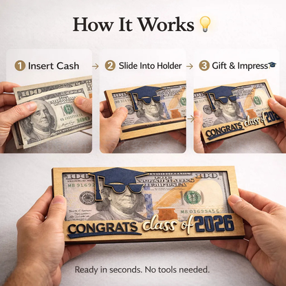 Graduation 2026 Money Holder-Unique Wooden Cash Gift Box for Class of 2026, Creative Graduation Gift for Seniors