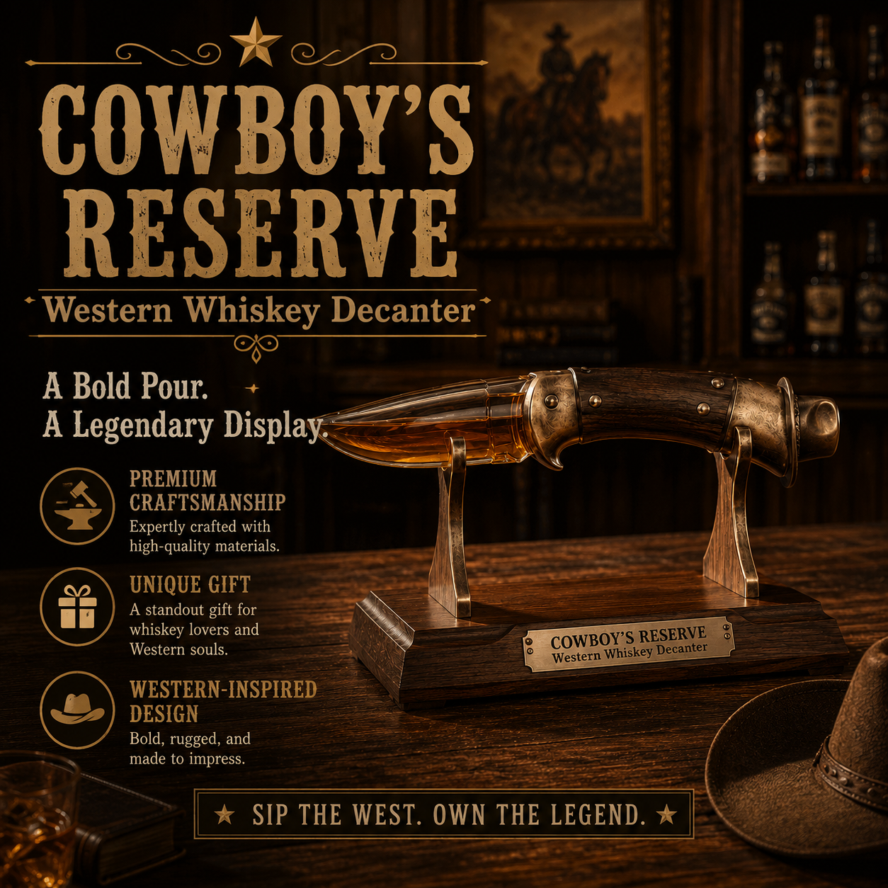 Cowboy’s Reserve Western Blade Whiskey Decanter