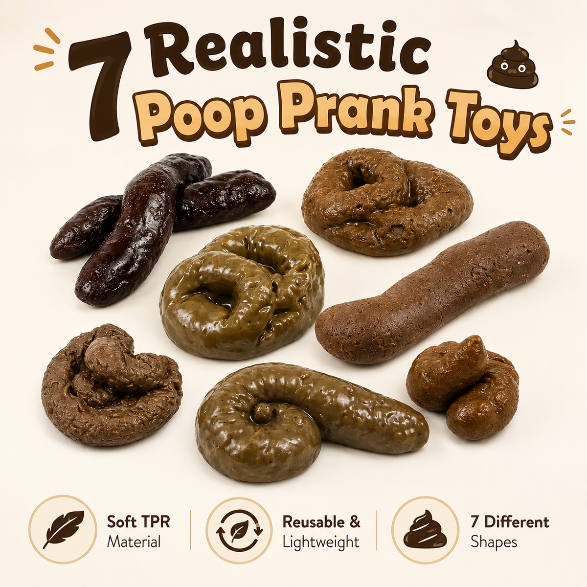 7-Piece Realistic Fake Poop Prank Set