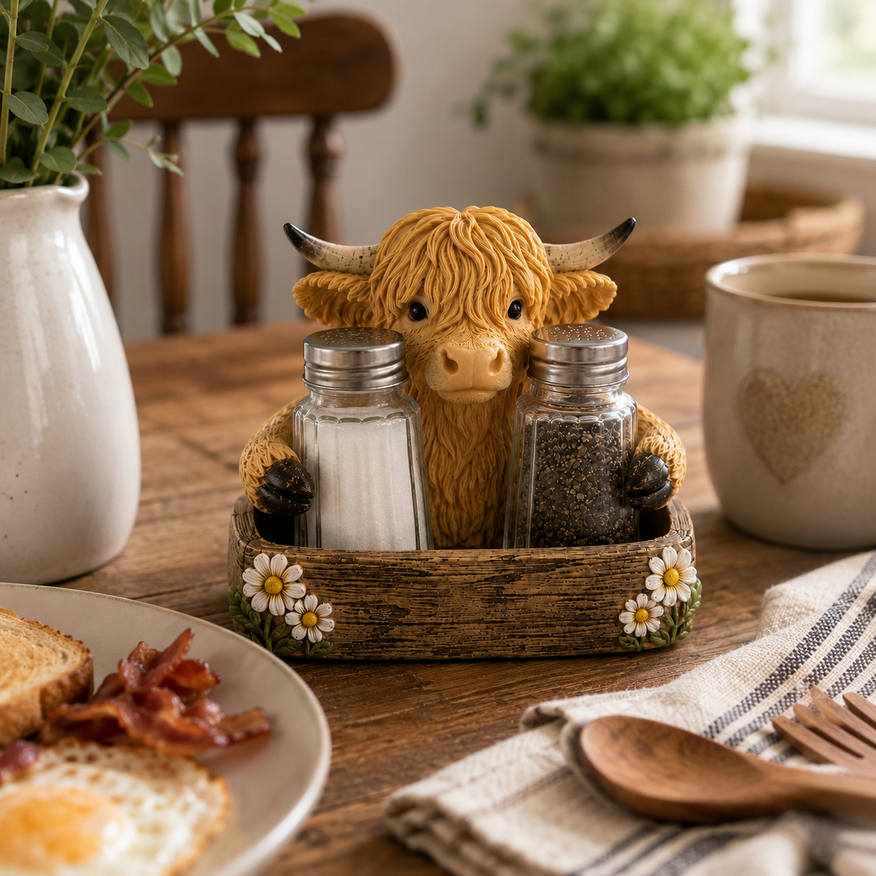 Adorable Peeking Highland Cow Tissue Box Cover – Rustic Farmhouse Decor