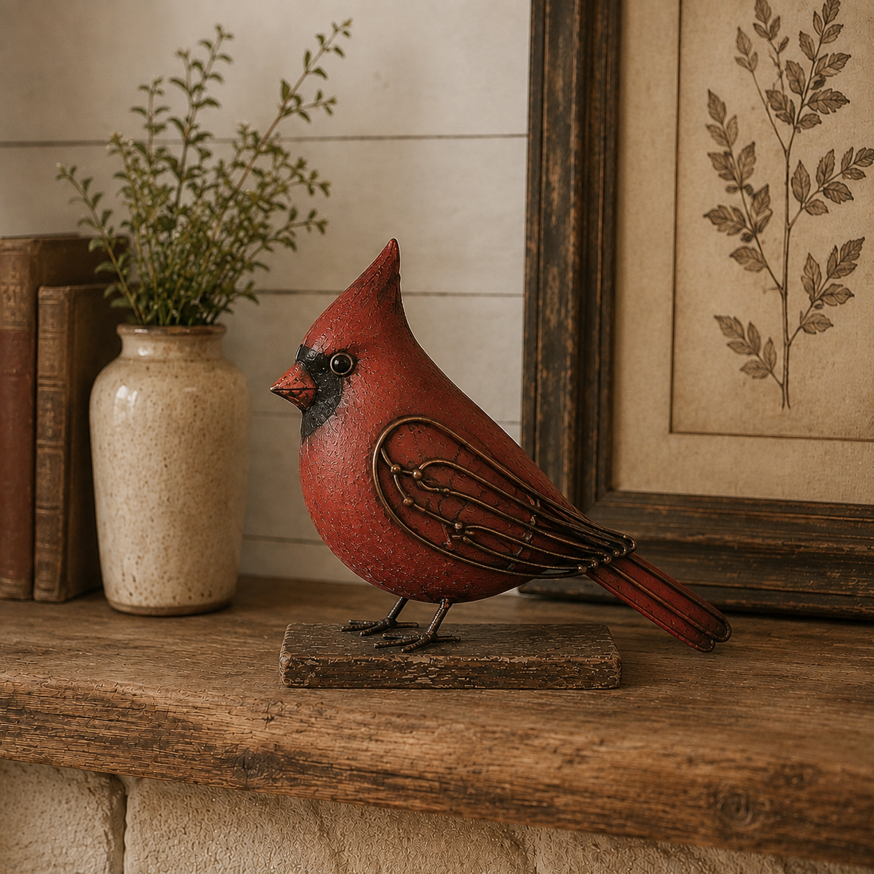 Rustic Songbird Figurines – Cardinal, Bluebird & Chickadee Tabletop Decor & Meaningful Gifts