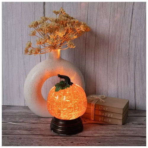 Glitter Lighted Pumpkin Snow Globe