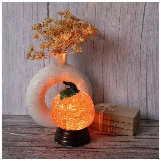 Glitter Lighted Pumpkin Snow Globe