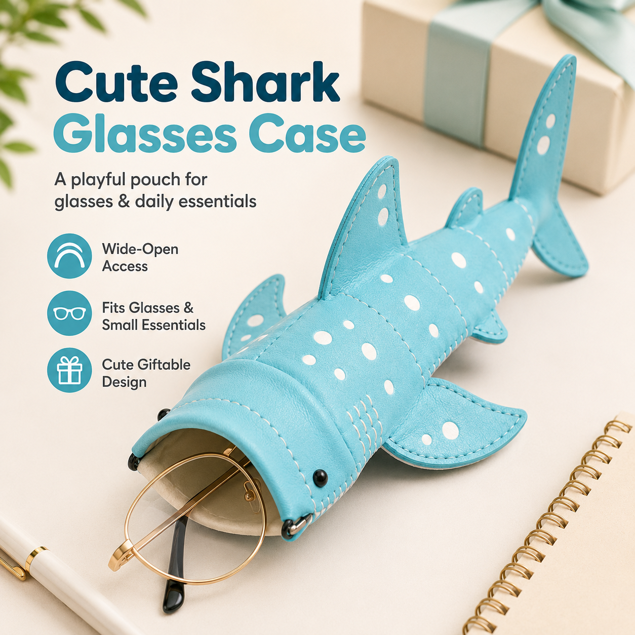 Cute shark glasses case