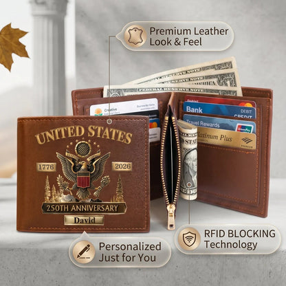🎁Personalized U.S. Army 250th Anniversary Leather RFID BLOCKING Wallet