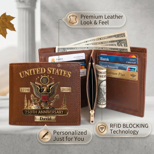 🎁Personalized U.S. Army 250th Anniversary Leather RFID BLOCKING Wallet