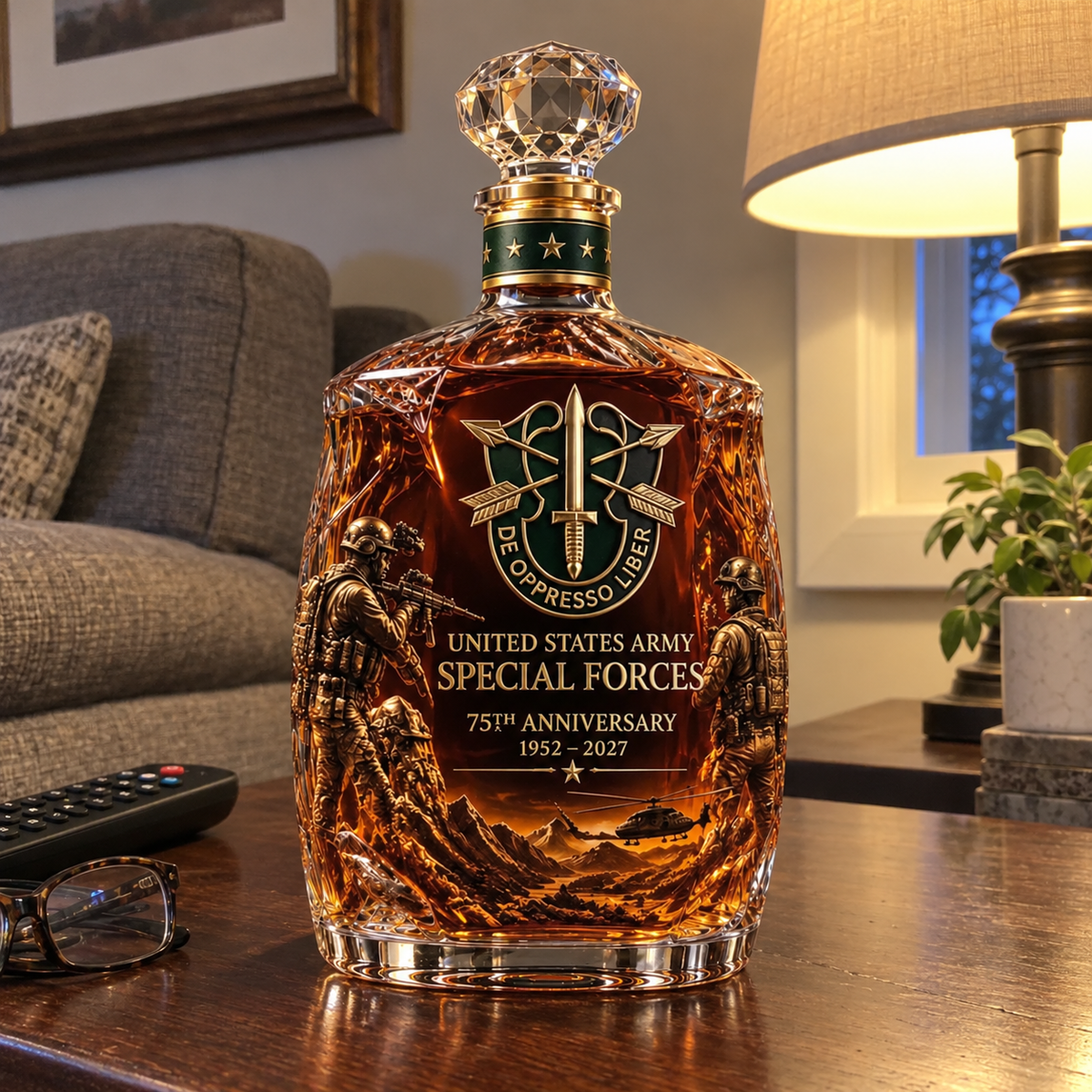 United States Army Special Forces 75th Anniversary Whiskey Bottle