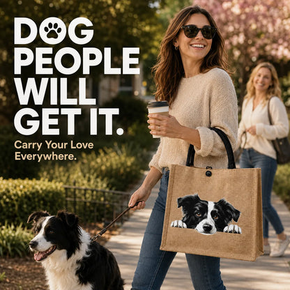 🐶 Peeking Dog Jute Tote Bag | Cute Reusable Shopping Bag for Dog Lovers & Dog Moms 🐾