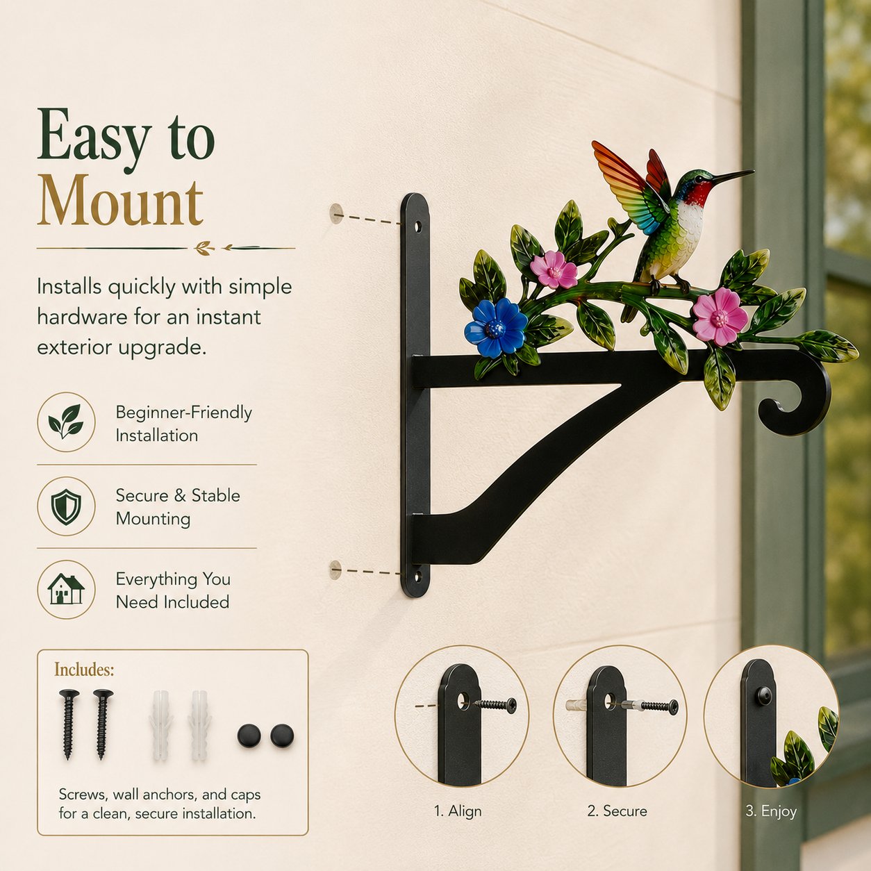 🏡✨ Decorative Hummingbird Garden Bracket