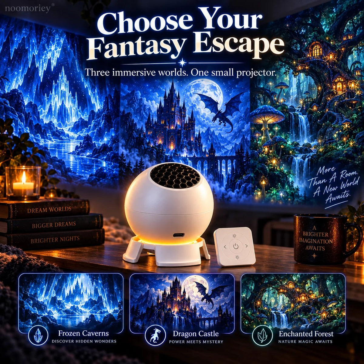 🐉🏰 Dragon Realm Immersive Projector – Transform Your Room into Castles, Enchanted Forests & Frozen Worlds ✨