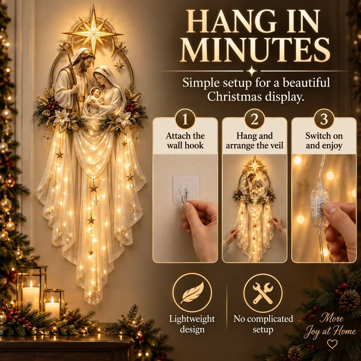 ✨ Holy Family Star Veil™ – Meaningful Christmas Wall Decor