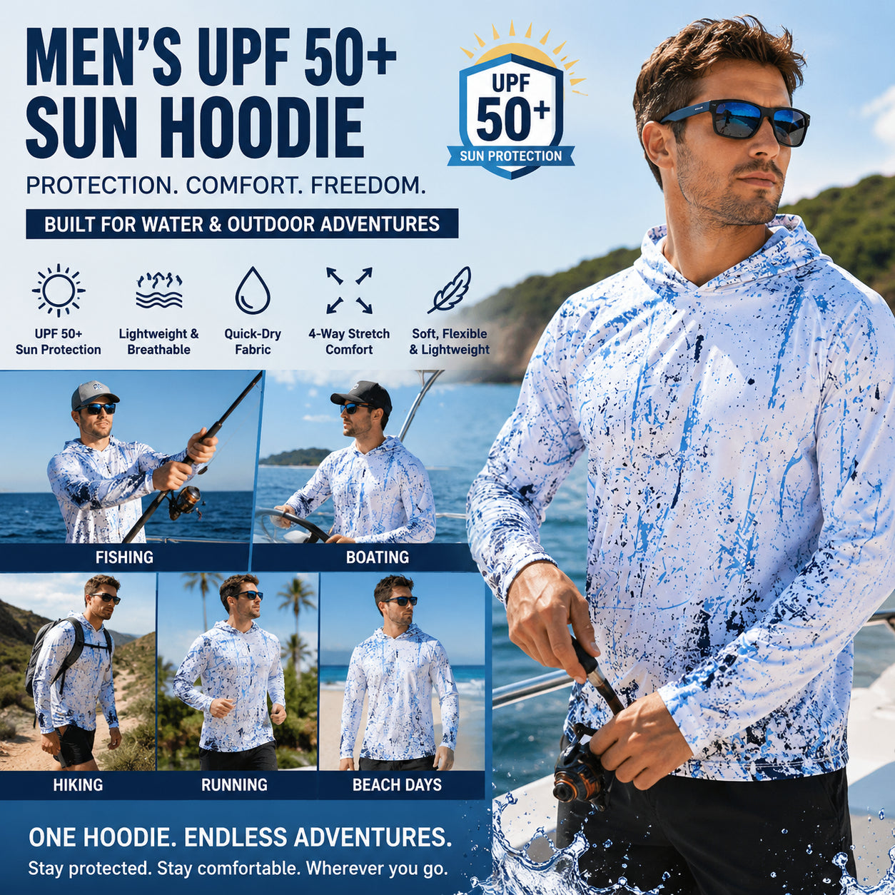 🎁55% OFF Today  Men’s UPF 50+ Swim & Outdoor Sun Hoodie